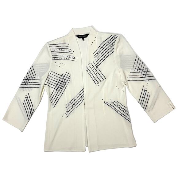 Ming Wang Embroidered Knit Cardigan Jacket - White - Small - Picture 10 of 16